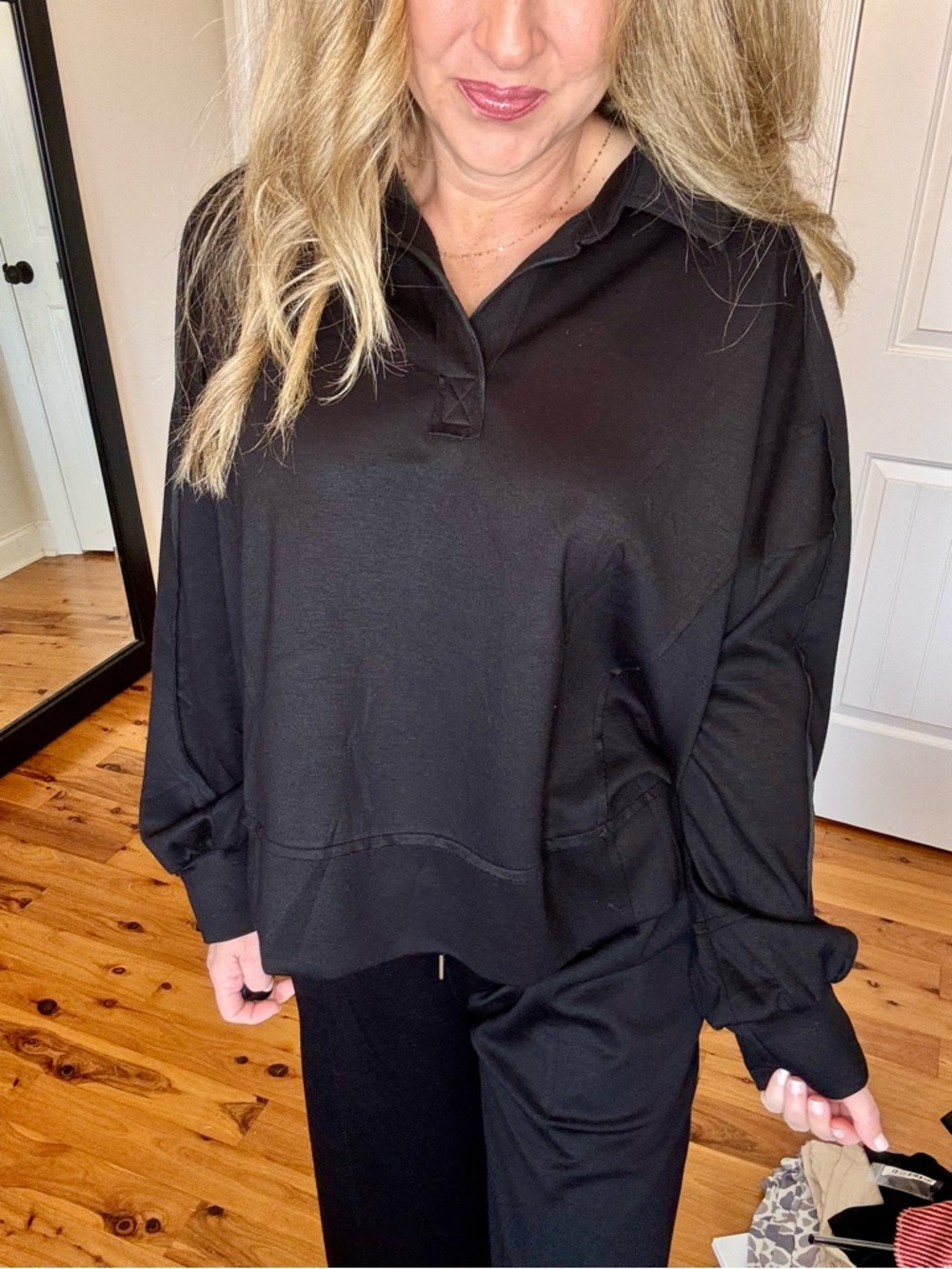 Umgee Black Women's Long-Sleeve Polo butterluxe set